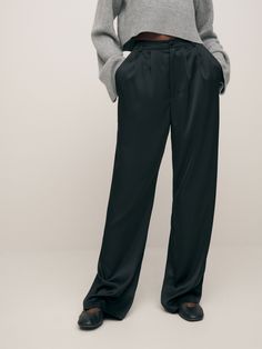 Power pants. Shop the Mason Satin Pant, a high rise pant with a relaxed, wide leg. Power Pants, Satin Pant, Satin Blazer, Satin Pants, Collar Cardigan, High Rise Pants, Silk Pants, Workout Pants, Satin Fabric