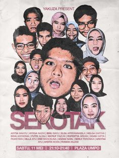 the poster for sestoak is shown with many people's faces on it