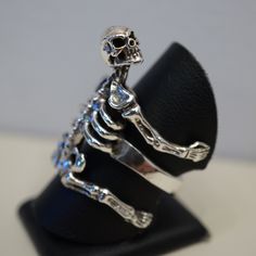 Nwt Sterling Silver (.925) Skeleton Ring. Available In Several Sizes. Handmade Sterling Silver Jewelry In Bone Color, Unique Bone Colored Sterling Silver Jewelry, Unique Bone-colored Sterling Silver Jewelry, Unique Silver Rings For Halloween, Unique Sterling Silver Halloween Rings, Unique Sterling Silver Rings For Halloween, Unique Silver Skull Rings, Unique Skull-shaped Sterling Silver Jewelry, Sterling Silver Open Skull Ring