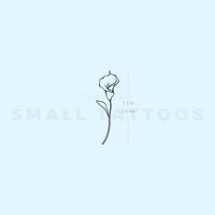 a drawing of a flower on a light blue background with the words small tattoos above it