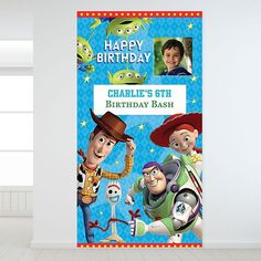 an image of a birthday card with the characters from disney and pixama on it