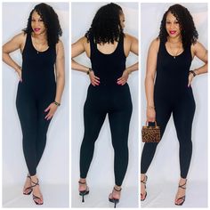 Ribbed material None see through Stretch True to size Model wearing S/M 34DD, Size 8, 165lbs, 5'7 Black Stretch Bodysuit For Workout, Black Sleeveless Bodysuit For Loungewear, Casual Black Seamless Jumpsuits And Rompers, Casual High Stretch Black Bodysuit, Black Stretch Shapewear Bodysuit, Black High Stretch Jumpsuits And Rompers For Loungewear, Black Stretch Jumpsuits And Rompers For Loungewear, High Stretch Black Jumpsuits For Loungewear, Stretch Bodysuit With Built-in Bra For Night Out