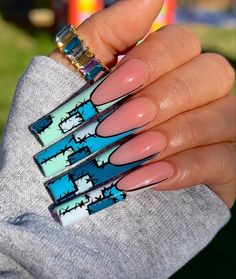 Patchwork Nail Designs, Patchwork Nail Art, Patch Work Nails, Patchwork Nails, Acrylic Nail Designs Classy, Nail Vibes, Elegant Touch Nails, Finger Art, Plaid Nails