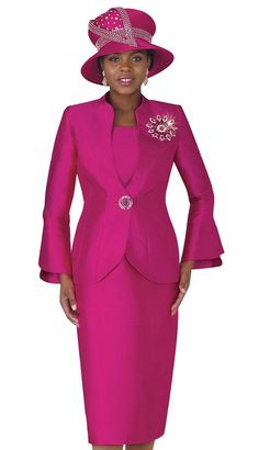 Lily and Taylor 4140 3 Piece Silky Twill Skirt Suit Colors: Black, Fuchsia, Ice Green, Orange, White Sizes: 4, 6, 8, 10, 12, 14, 16, 18, 20, 22, 24 Matching Hat Available H853 Mint H255 Orange Call (469)571-3647 or email DivasDenFashion@gmail.com to purchase hat Women Church Dresses, Suit Colors, Church Suits And Hats, Royal Blue Suit, Women Church Suits, Leg Of Mutton Sleeve, Twill Skirt, Classy Suits, Women Church