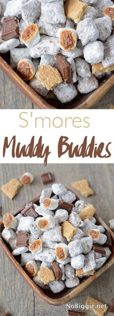 s'mores muddy buddies recipe in a bowl