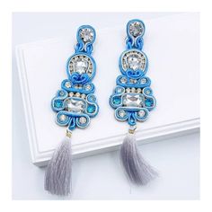 These Brand New Soutache Earrings Feature A Gorgeous Shade Of Sky Blue With Crystals And Rhinestone Accents. A Full 5 Inch Length, These Bohemian Beauties Make A Powerful Statement. Yet, These Earrings Are So Lightweight On Your Ears, Designed For All-Day Comfort Wear. Absolutely Stunning Pair Of Earrings. Gorgeous, Distinctive, New And Rapidly Growing Style Of Hand Crafted Jewelry Originated In France - Soutache. Hand Sewn Each Bead And Stone Individually And Connected With Ribbon. Free People Earrings, Chain Threader Earrings, Free People Jewelry, Soutache Earrings, Butterfly Earrings Stud, Crystal Hoop Earrings, Anthropologie Jewelry, Hand Crafted Jewelry, Bow Earrings