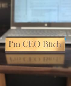 I'm CEO Bitch Office Deskplate Show the world (or just your office) who's boss with our fun and sassy 2x8 Deskplates! These make a perfect gift and are sure to stand out and get a laugh no matter where you display them! Gold Plate/ Black Text/ Black Holder Own Office Aesthetic, Cpa Office Design, My Own Boss Aesthetic, Vision Board Home Office, Ceo Office Aesthetic, Office Life Aesthetic, Business Ceo Aesthetic, Black Women Vision Board Ideas, Ceo Office Woman