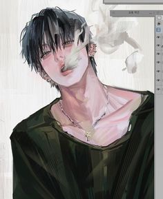 Vibrant Anime Art, Man Looking Up Drawing, Shoulder Up Pose Reference, 3/4 View, Holding Face Reference, Male Reference Poses Drawing, Korean Art Style, Realistic Cartoons, 캐릭터 드로잉