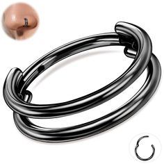 PRICES MAY VARY. 【𝐄𝐱𝐪𝐮𝐢𝐬𝐢𝐭𝐞 𝐒𝐞𝐭】: You will get 1 pcs black helix conch hoop earring that adds a touch of sophistication to your look, each 18 gauge earrings comes with a soft cloth pouch and a carton. The size is crafted with a 1 mm (18G) thickness and a 8 mm inner diameter, ensuring a smooth and stylish fit for your ear stack. Shiny and stylish black helix hoop earring for a trendy look. 【𝐆𝟐𝟑 𝐓𝐢𝐭𝐚𝐧𝐢𝐮𝐦 𝐂𝐫𝐚𝐟𝐭𝐞𝐝】: Our cartilage earrings for women made of high-quality Black Hoop Nose Ring, Double Septum, Helix Hoop Earring, Jewelry Nose Rings, Cartilage Hoop Earrings, Conch Piercing Jewelry, Conch Hoop, Septum Rings, Gauge Earrings