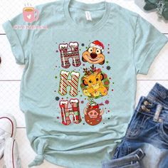 Funny Disney Christmas Shirts, Disney Christmas Tshirts, Epcot Christmas Shirts, Disney Christmas Shirt Ideas, Lion King Christmas, Disney Characters Christmas, Disney Christmas Shirts, Senior Trip, Christmas Characters