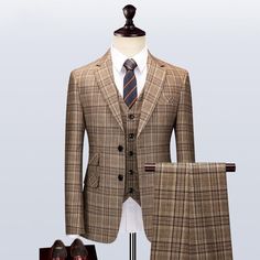 Limited offer! This awesome Boglioli Brown Plaid 3-Piece Suit for €251.00.. #brand #Designer #newstuff #fashionbrand #love #guocali #guocalif #MultiBrand #designerbrands #fashion Wedding Dress Classic, Stylish Mens Suits, Groom Wedding Dress, Tailored Suit, Suit Pattern, Suits Clothing, Men Suit, Plaid Suit, Suit Shoes