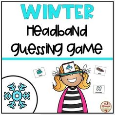 a winter headband guess game with snowflakes