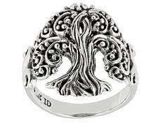 Artisan Collection of Bali™ Sterling Silver "Tree of Life" Ring. Measures Approximately 0.85"L x 0.82"W. Oxidized. Not Sizeable. African Tree, Tree Of Life Ring, Oxidized Ring, Life Ring, Frame Of Mind, Jtv Jewelry, Silver Tree, Broken Chain, Pearl Strands