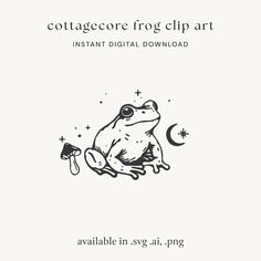 Mystical Cottage, Cottage Core Frog, Frog Clip Art, Toad Mushroom, Frosch Illustration, Frog Clipart, Toadstool Mushroom, Art Mystical, Make Your Own Logo