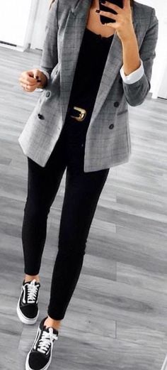 Gray Blazer, Womens Business Casual, Business Outfit, Winter Trends, Casual Work, 가을 패션