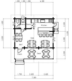 the floor plan for an office with two desks and three chairs, one on each side