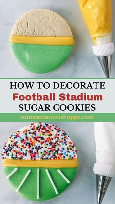 how to decorate football stadium sugar cookies with sprinkles and icing on top