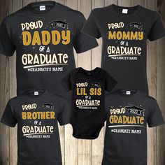 Graduation Family Shirts Matching Proud Graduate Shirt Prom Proud Mom of the Graduate Proud Graduate Shirt Graduation Family Shirts Fitted School Spirit T-shirt With Letter Print, Fitted T-shirt With Letter Print For School Spirit, Custom Print Black T-shirt For Graduation, Black T-shirt With Custom Print For Graduation, Short Sleeve Shirt With Text Print For Graduation, Customizable School Spirit Short Sleeve Shirt, Fitted Team Spirit T-shirt With Custom Print, Fitted Custom Print Team Spirit T-shirt, Fitted Custom Print T-shirt For Team Spirit