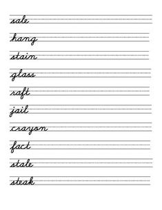 handwriting worksheet with cursive writing