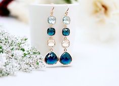 Formal Blue Birthstone Earrings, Blue Birthstone Earrings For Formal Occasions, Elegant Birthstone Earrings For Wedding, Blue Drop Earrings For Anniversary, Blue Birthstone Earrings For Wedding, Blue Round Bridal Earrings For Formal Occasions, Elegant Party Earrings With Birthstone, Elegant Blue Earrings For Anniversary, Blue Drop Earrings For Bridal Formal Occasion