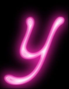 the letter y is made up of neon pink lights on a black background with a white outline