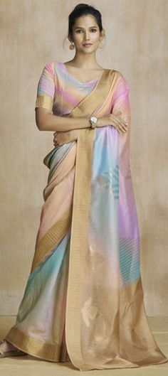 Multicolor color Saree in Art Silk fabric with Printed work Saree Catalogue, Reception Saree, Fancy Fabric, Print Saree, Ghagra Choli, Half Sleeve Blouse, Art Silk Sarees, Color Art, Soft Silk Sarees