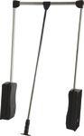 two black poles and one white pole are attached to each other with hooks on them