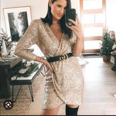 Reposhing This Item I Purchased From @Dtkaustin. Loved It, But Ready To Rotate For Something New. Questions? Leave A Comment Below! Gold Sequin, Holiday Dresses, Gibson, Colorful Dresses, Mini Dress, Womens Dresses, Dresses, Women Shopping, Gold