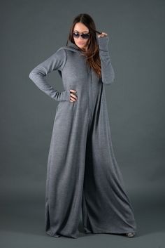 Oversized Long Sleeve Jumpsuits And Rompers For Fall, Gray Long Sleeve Jumpsuits And Rompers For Loungewear, Gray Long Sleeve Jumpsuits And Rompers For Winter, Gray Long Sleeve Onesie For Loungewear, Gray Long Sleeve Jumpsuits And Rompers For Fall, Gray Jumpsuits And Rompers For Fall Loungewear, Winter Solid Jumpsuits And Rompers For Loungewear, Winter Ribbed Solid Jumpsuits And Rompers, Winter Solid Ribbed Jumpsuits And Rompers