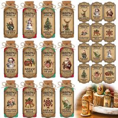 twelve christmas gift tags with santa claus and snowflakes on the front, set of 12