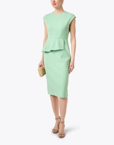 L.K. Bennett's Mia dress exudes ladylike elegance. The sleek sheath silhouette features a sweet peplum detail at the waist, creating a flattering fit. Wear it with heels and a coordinating clutch for an instantly elevated look. Mia Dress, Green Slip Dress, Green Cotton Dress, Skirt And Top Dress, Poplin Dress, Printed Shirt Dress, Fit And Flare Dress, Skirt Top, Wear It