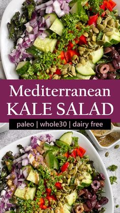 this mediterranean kale salad is loaded with lots of fresh vegetables