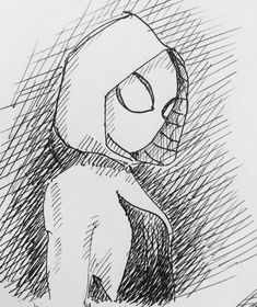 a black and white drawing of a cartoon character