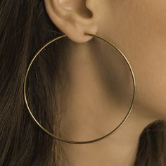 70mm Hoop Earrings DETAILS: * PVD plated stainless steel - gold, silver * Size - 70mm * Nickel and lead free * Waterproof  * Tarnish resistant  * Hypoallergenic  * Can be worn 24/7 WHAT IS PVD PLATED STAINLESS STEEL? PVD (physical vapor deposition) stainless steel coating is relatively new way of vacuum plating. This is very strong, durable and rust-resistant way of coating. It is able to handle much more wear than regular silver or gold/rose gold plated jewelry. Stainless steel jewelry requires Jewelry Big, Large Hoop Earrings, Jacksonville Fl, Steel Jewelry, Stainless Steel Jewelry, Gold Plated Jewelry, Rose Gold Plates, Gold Rose, Ear Piercings