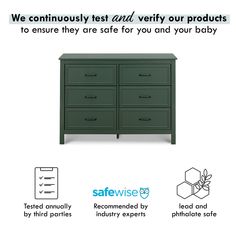 an advertisement for safewise baby products with the words, we connusity test and very our products to ensure they are safe for you and your baby