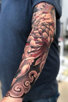 Tattoo uploaded by Christopher Henriksen | Chrysanthemum #chrysanthemum #tattoodo #inkjecta #wearesorrymom #killerinktattoo #irezumi #japanese #japanesetattoo #irezumiart | 1149122 | Tattoodo Man's Tattoo, Japanese Forearm Tattoo, Tato Irezumi, Tattoo Japonais, Tattoo Japanese Style, Chrysanthemum Tattoo, Forearm Tattoo Design, Floral Tattoo Sleeve