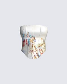 At this point, corsets are an essential 🤌🏼 Elevate your closet with this renaissance printed corset. Keeping you snatched and heavenly 😇 Note: The print is randomly placed so each garment will be uniquely different! Corset Png, Printed Corset, Corset Fashion Outfits, The Sistine Chapel, Big Engagement Rings, Strapless Ruffle Dress, Png Clothes, Blue Maxi Skirt, Baby Ballerina