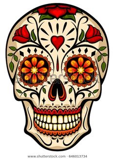 a sugar skull with roses on it