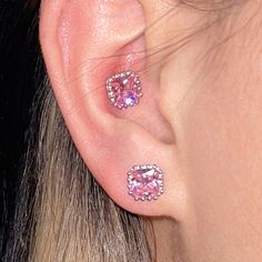 Daiiibabyyy Romantic Pink Crystal Stud Earrings for Women Ear Cartilage Piercing Flat Lobe Rook Tragus Chic Body Jewelry for Girls KAE255 Ear Cartilage Piercing, Piercing Flat, Jewelry For Girls, Sweet Jewelry, Square Earrings Studs, Square Stud, Stud Earrings For Women, Cartilage Piercing, Crystal Stud Earrings