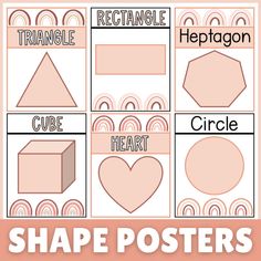 shape posters with different shapes and text that reads triangle, rectangle, heart, circle