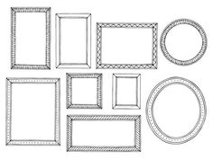 a line drawing of frames and ovals with lines on the edges royalty - art illustration