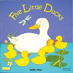 a children's book with ducks and dragonflies on the cover, which reads five little ducks 2 - track cd inside