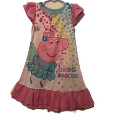 Peppa Pig Night Gown Pajama, 2t Nwot Cute Sleepwear For Playtime In Spring, Playful Cotton Dress For Pajama Party, Playful Pink Sleepwear For Sleepover, Playful Pink Dresses For Loungewear, Playful Pink Sleep Dress, Fun Pink Sleepwear For Bedtime, Pink Sleepwear For Summer Playtime, Fun Spring Sleepwear, Fun Short Sleeve Sleepwear For Sleepover