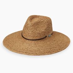 Artisanally woven raffia evokes an island sentiment. This extra-wide brim sun hat provides necessary protection while the adjustable chinstrap keeps it secure.

UPF 50+ fabric blocks 97.5% of ultraviolet rays, according to the Australian Radiation Protection Agency
4½” brim
Packing not recommended
Crown size: 58cm
Internal drawstring adjusts fit
100% raffia exclusive of trim, cotton lining
Do not wash Womens Fedora Hat, Fabric Blocks, Nosara, Outback Hat, Mens Hats Fashion, Womens Fedora, Raffia Hat, Safari Hat, Fedora Hat Women