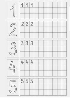 the number 1 to 5 worksheet is shown in black and white with numbers on it