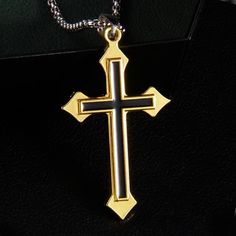 Gold Black Layer Cross Pendant Necklace Christian Catholic Jewelry Box Chain 24" | eBay Layered Crosses, Necklace Christian, Black Layers, Catholic Jewelry, Jewelry Chain, Daily Jewelry, Christian Jewelry, Men's Necklace, Cross Pendant Necklace