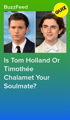 two men in suits with the caption is tom holland or timothee chalamet your soulmate?