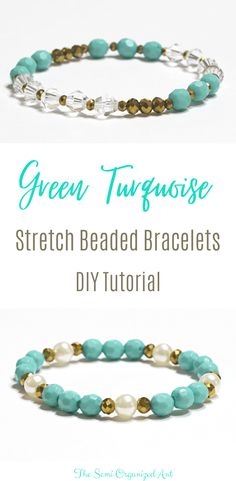 Turquoise Bracelets Diy, Turquoise Bracelet Diy, Turquoise Bead Bracelet Ideas, Stretch Bracelets Ideas Color Combos, Stretch Bracelets Diy, Stretch Beaded Bracelets, Stretch Beaded Bracelets Diy, Braided Bracelet Diy, Diy Bangle Bracelets