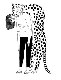 an image of a man kissing a woman in front of a cheetah on the phone