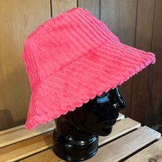 100% Polyester. Soft, Shape-Able, Light-Weight Corduroy Bucket Hat. Casual Fall Fashion. Pretty Hot Pink Color. Available In 3 Additional Colors In Separate Listings: Jet Black, White/Cream, & Electric Blue Casual Fall Fashion, Plaid Bucket Hat, Corduroy Bucket Hat, Floral Bucket Hat, Faux Fur Bucket Hat, Fur Bucket Hat, Black Bucket Hat, Do Everything In Love, Black Bucket